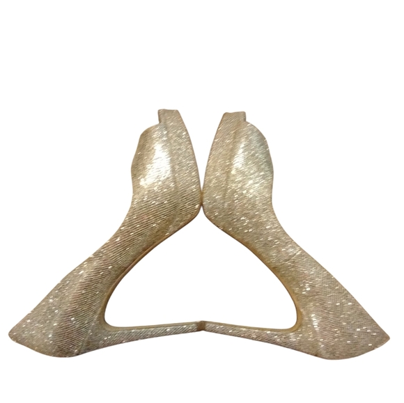 Michael Kors Gold Glitter Stiletto Heels Size 10 - Picture 3 of 10
